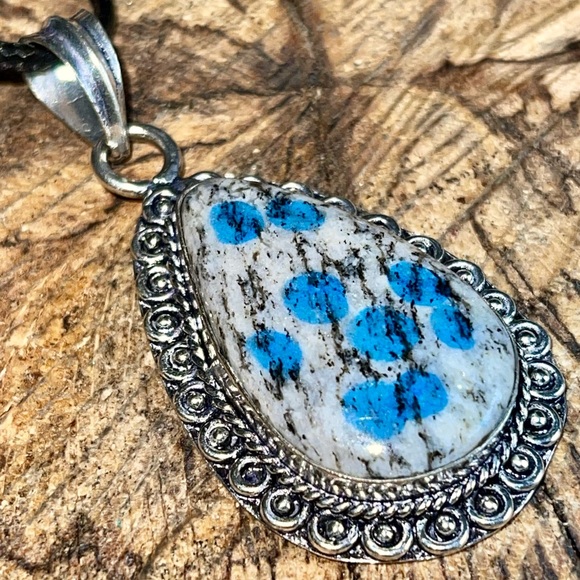 Raindrop K2 Azurite Granite Pendant 2 1/4” - Picture 6 of 12